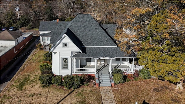 206 W N 1st St, Seneca, SC 29678 - view of front of house featuring roof with shingles, covered porch, and stairway