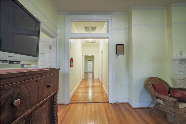 206 W N 1st St, Seneca, SC 29678 - hallway featuring light wood-style flooring and ornamental molding