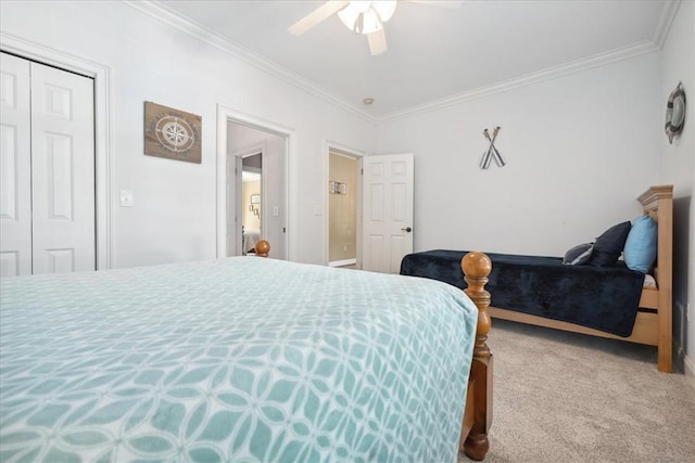149 Summers Way, Seneca, SC 29672 - carpeted bedroom with ornamental molding, ceiling fan, and a closet