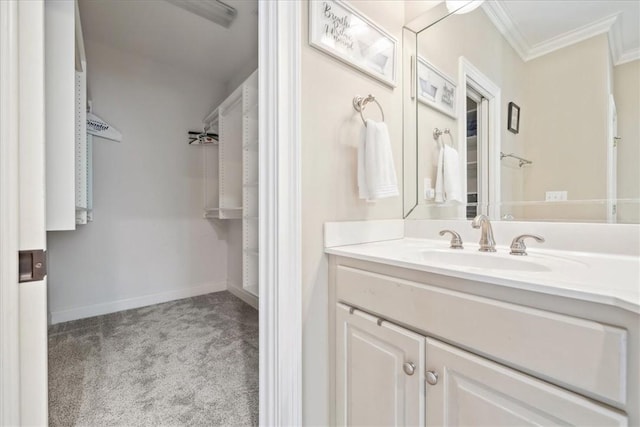 149 Summers Way, Seneca, SC 29672 - bathroom with ornamental molding, vanity, and baseboards