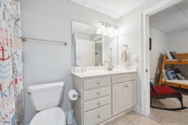 149 Summers Way, Seneca, SC 29672 - full bathroom featuring a paneled ceiling, vanity, tile patterned flooring, and toilet