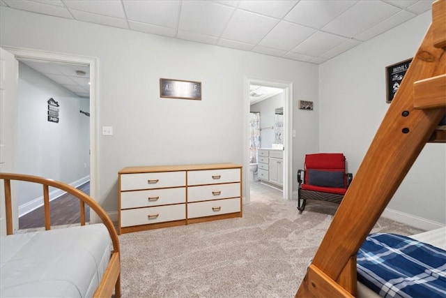 149 Summers Way, Seneca, SC 29672 - bedroom featuring a paneled ceiling, light carpet, baseboards, and connected bathroom