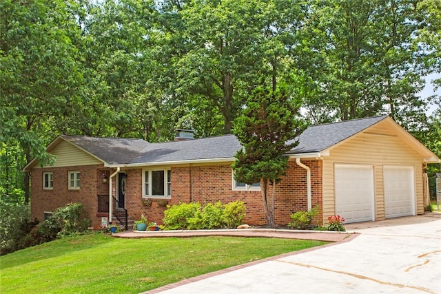 125 Brookwood Rd, Seneca, SC 29678 - single story home featuring brick siding, a front lawn, a garage, a shingled roof, and a chimney