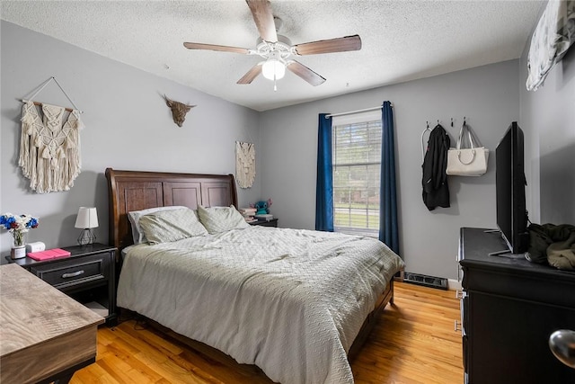 304 Samuel Rd, Honea Path, SC 29654 - bedroom featuring light wood-style flooring, a textured ceiling, and ceiling fan