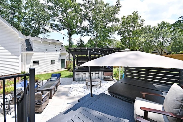203 Tulip Tree Ct, Easley, SC 29642 - wooden terrace featuring an outdoor living space and a patio