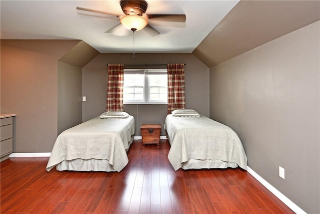 203 Tulip Tree Ct, Easley, SC 29642 - bedroom with vaulted ceiling, wood finished floors, baseboards, and ceiling fan