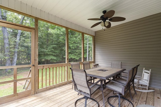 6352 Valley Farm Rd, Seneca, SC 29678 - sunroom featuring outdoor dining space and a ceiling fan
