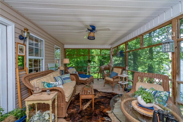 79 Blue Heron Cv, Abbeville, SC 29620 - sunroom featuring ceiling fan and plenty of natural light