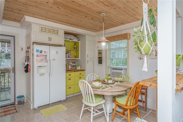 79 Blue Heron Cv, Abbeville, SC 29620 - dining space featuring wood ceiling, light tile patterned floors, and cooling unit