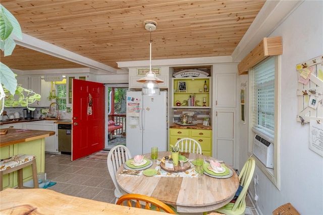 79 Blue Heron Cv, Abbeville, SC 29620 - dining space featuring wooden ceiling and tile patterned flooring