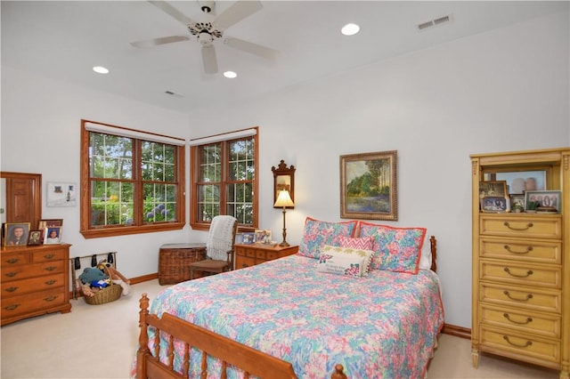 405 Windcrest Ct, Salem, SC 29676 - bedroom with light carpet, recessed lighting, and a ceiling fan