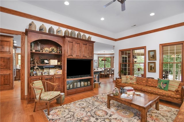 405 Windcrest Ct, Salem, SC 29676 - living area with a ceiling fan, light wood-type flooring, and recessed lighting