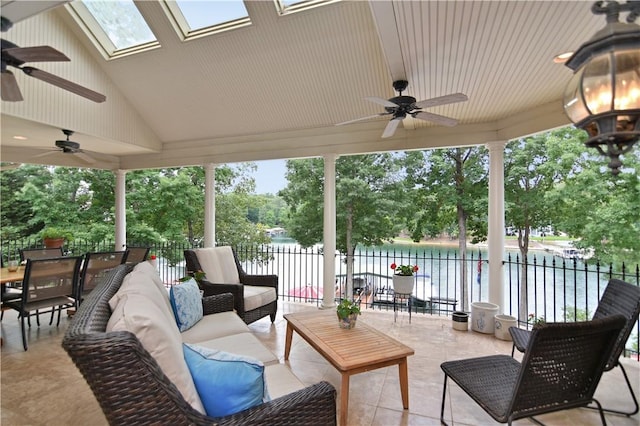405 Windcrest Ct, Salem, SC 29676 - view of patio / terrace featuring a ceiling fan, an outdoor hangout area, and view of wooded area