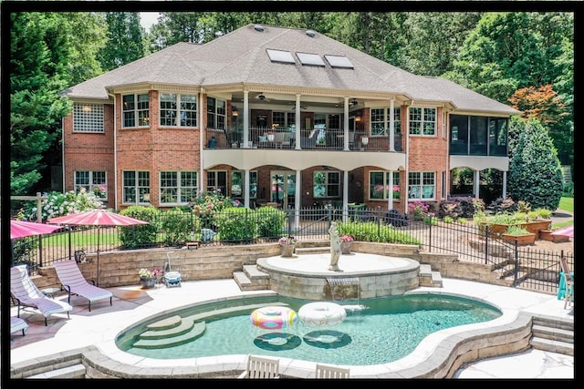 405 Windcrest Ct, Salem, SC 29676 - rear view of house featuring a balcony, a patio area, brick siding, and a ceiling fan