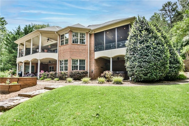 405 Windcrest Ct, Salem, SC 29676 - back of property with ceiling fan, a balcony, and a yard