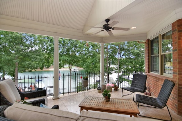 405 Windcrest Ct, Salem, SC 29676 - view of patio / terrace featuring a ceiling fan, a water view, and outdoor lounge area