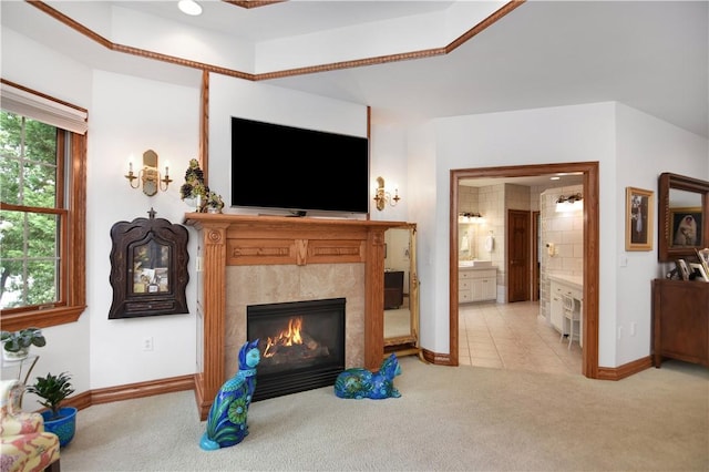 405 Windcrest Ct, Salem, SC 29676 - living area with light carpet and a fireplace