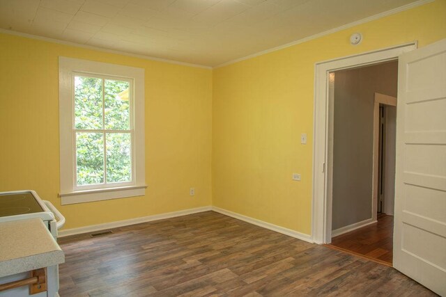 200 Bulwinkle Dr, Walhalla, SC 29691 - empty room with ornamental molding, dark wood-type flooring, and a smoke detector