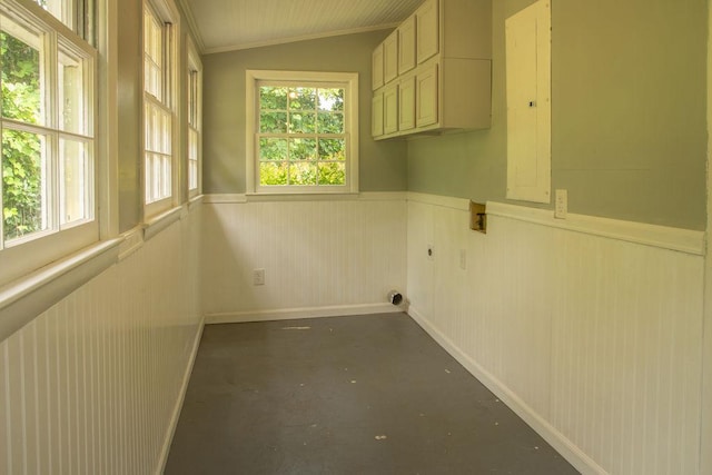 200 Bulwinkle Dr, Walhalla, SC 29691 - washroom with cabinet space, electric dryer hookup, wainscoting, plenty of natural light, and electric panel