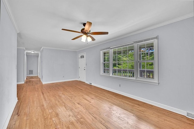 440 Cooley Bridge Rd, Pelzer, SC 29669 - unfurnished room with crown molding, ceiling fan, and light wood-style flooring