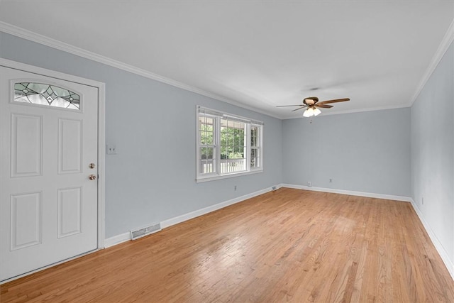 440 Cooley Bridge Rd, Pelzer, SC 29669 - foyer featuring light wood-type flooring, ornamental molding, and a ceiling fan