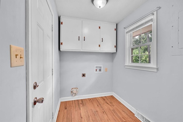 440 Cooley Bridge Rd, Pelzer, SC 29669 - laundry room with cabinet space, hookup for a washing machine, hookup for an electric dryer, and light wood-style floors