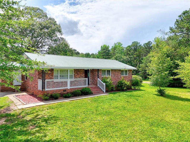 440 Cooley Bridge Rd, Pelzer, SC 29669 - single story home featuring a porch, a front yard, and brick siding