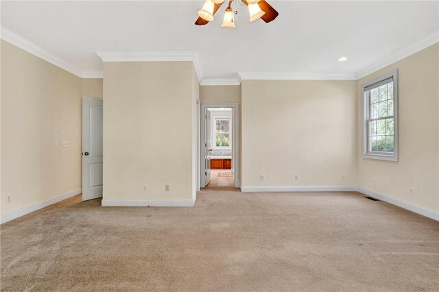 10 Laurelcrest Ln, Travelers Rest, SC 29690 - unfurnished room with ornamental molding, light colored carpet, and a ceiling fan