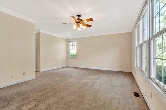 10 Laurelcrest Ln, Travelers Rest, SC 29690 - spare room with light colored carpet, a ceiling fan, and crown molding