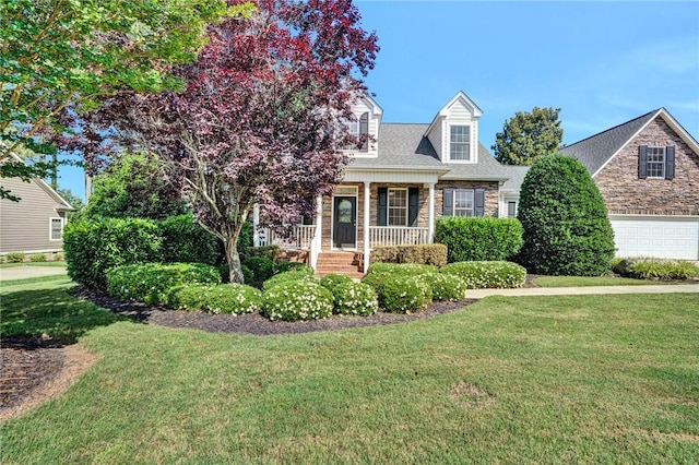 10 Laurelcrest Ln, Travelers Rest, SC 29690 - view of front facade featuring a front lawn, a porch, stone siding, and roof with shingles