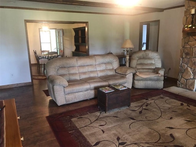 431 Seigler Rd, Iva, SC 29655 - living area with hardwood / wood-style floors and crown molding