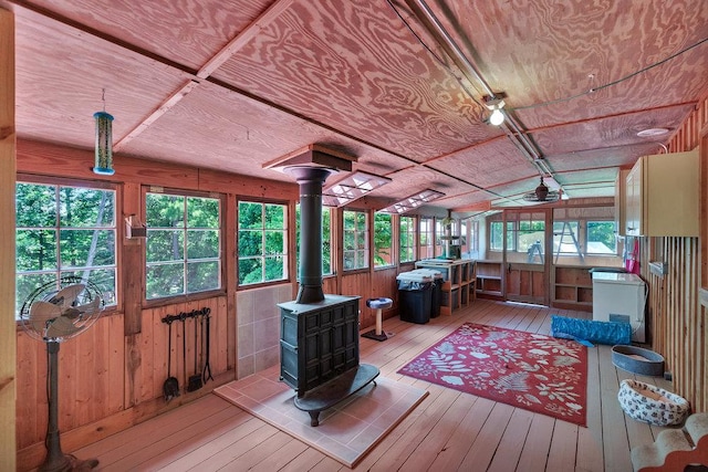 197 Jubie Ln, Seneca, SC 29672 - sunroom / solarium featuring a wood stove