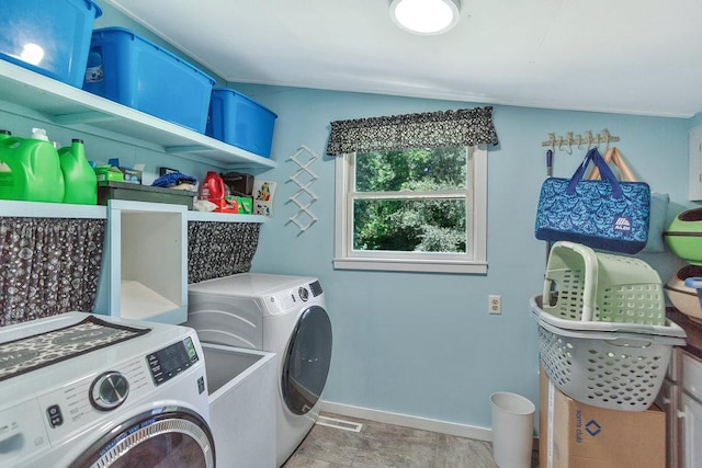 197 Jubie Ln, Seneca, SC 29672 - laundry area featuring separate washer and dryer and baseboards