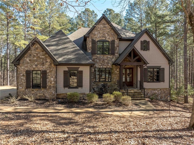 703 Timberbrook Trl, Salem, SC 29676 - view of front facade with stone siding and roof with shingles