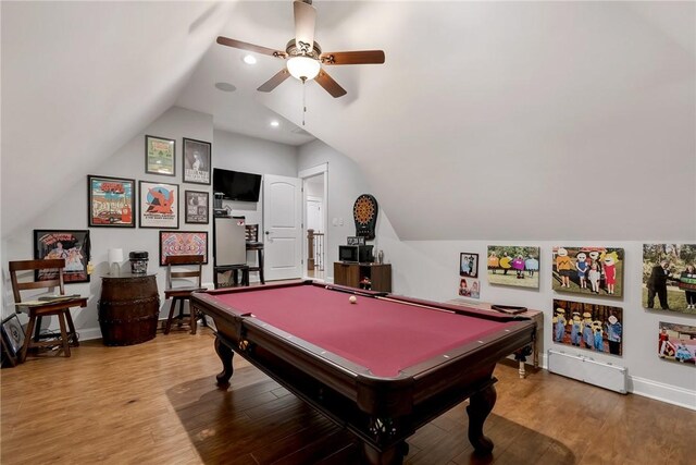 703 Timberbrook Trl, Salem, SC 29676 - game room with vaulted ceiling, ceiling fan, pool table, wood finished floors, and recessed lighting