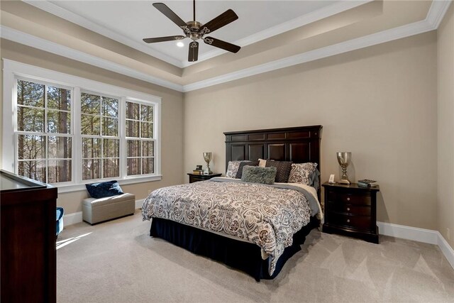 703 Timberbrook Trl, Salem, SC 29676 - bedroom with a tray ceiling, carpet, crown molding, and ceiling fan