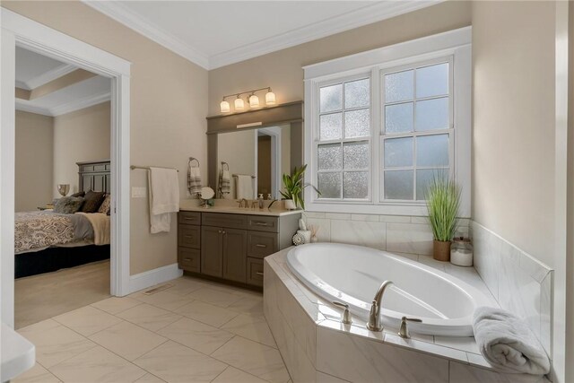 703 Timberbrook Trl, Salem, SC 29676 - bathroom with vanity, a bath, ornamental molding, and ensuite bathroom