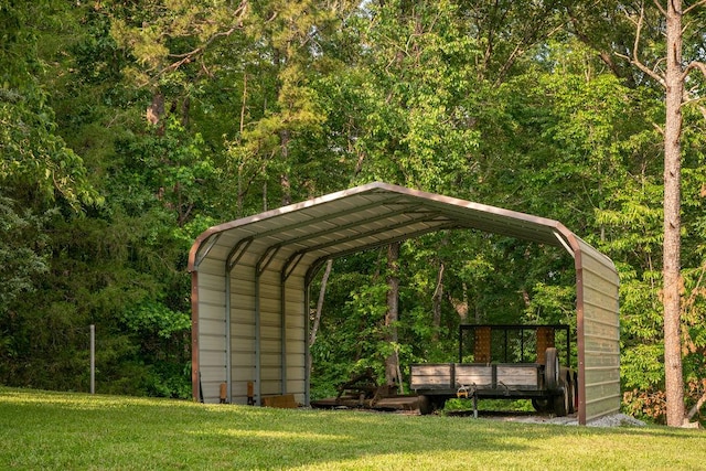 316 Brewer Rd, Walhalla, SC 29691 - view of home's community featuring a carport, a lawn, and a wooded view
