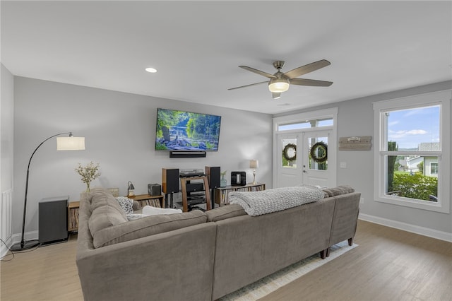 914 Blue Moon St, Taylors, SC 29687 - living area featuring light wood-type flooring, a ceiling fan, and recessed lighting
