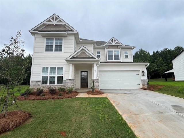 109 Sunrise Ct Unit Sun0005, Anderson, SC 29625 - craftsman-style home featuring stone siding, concrete driveway, an attached garage, and a front yard