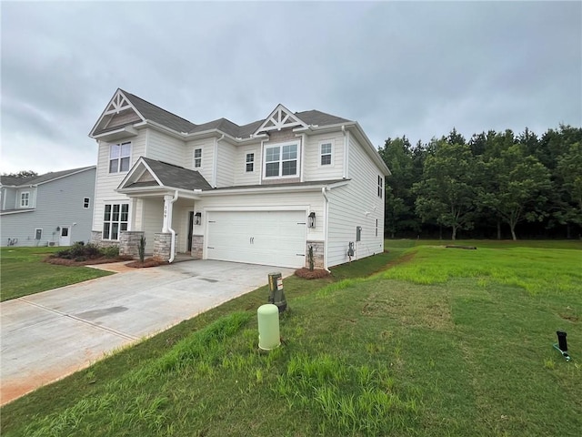 109 Sunrise Ct Unit Sun0005, Anderson, SC 29625 - craftsman-style home featuring a garage, a front lawn, driveway, and stone siding