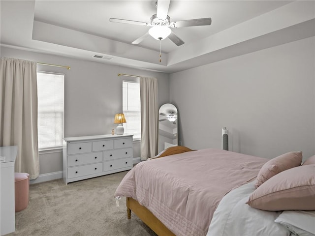 112 Wilbur St, Easley, SC 29640 - bedroom with a raised ceiling, carpet floors, and a ceiling fan