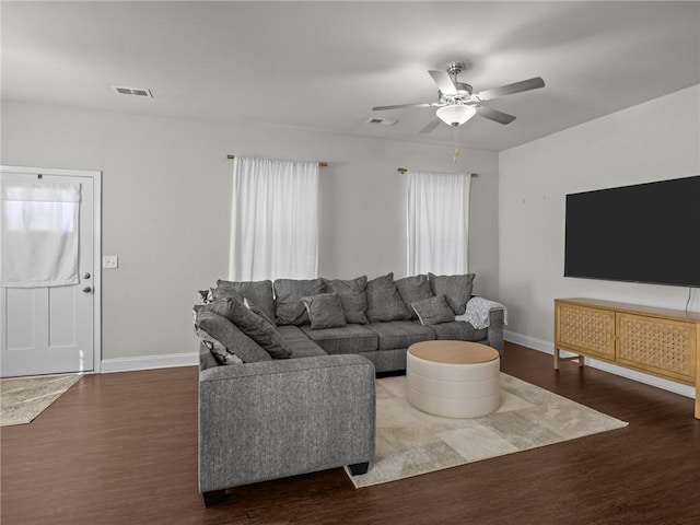 112 Wilbur St, Easley, SC 29640 - living area with wood finished floors and ceiling fan