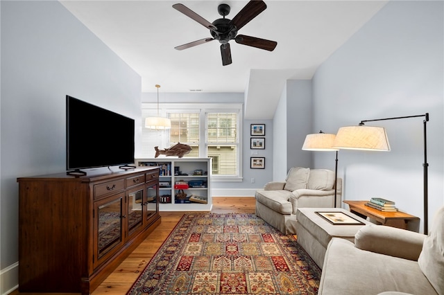 129 N Lawn Dr, Sunset, SC 29685 - living room with light wood-type flooring and a ceiling fan