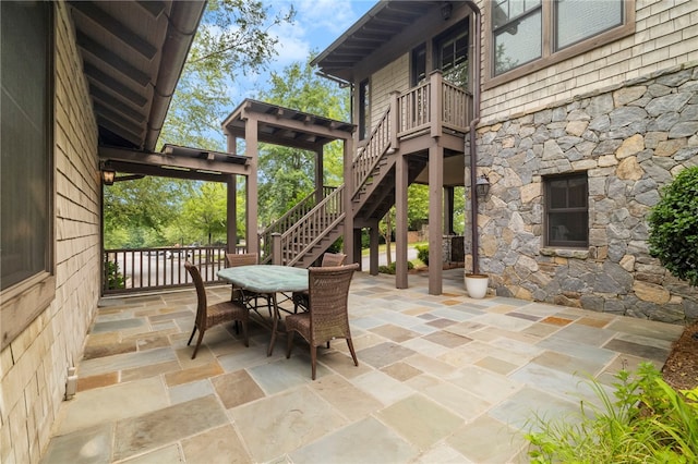 129 N Lawn Dr, Sunset, SC 29685 - view of patio with stairs and outdoor dining area