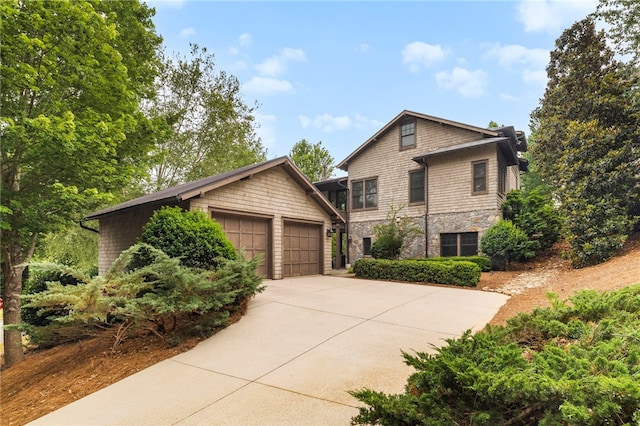 129 N Lawn Dr, Sunset, SC 29685 - view of front of property with stone siding and a detached garage