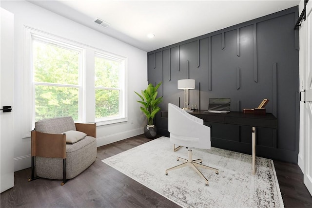 123 Moore Dr, Easley, SC 29642 - home office featuring dark wood finished floors and baseboards