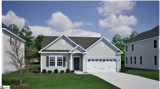 118 Lakeside Dr, Anderson, SC 29621 - view of front facade with concrete driveway, a front yard, and an attached garage