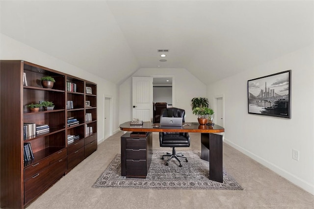740 Enoree River Pl, Greer, SC 29651 - home office with light colored carpet and lofted ceiling
