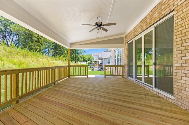 740 Enoree River Pl, Greer, SC 29651 - wooden deck with a ceiling fan